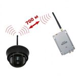 Комплект из беспроводной купольной камеры NCDOTIR 21w, 700TVL на 2.4 Ghz + приёмник видеосигнала (на выбор), дальностью до 700 метров (модель NCDOTIR 21W kit), фото 1