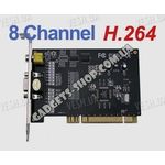 8-ми канальная H.264 компьютерная PCI плата видеозахвата для CCTV камер + 4 звуковых канала + ТВ выход (100 fps), фото 1