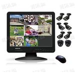 Готовый 8-ми камерный DIY комплект проводного видеонаблюдения с LCD COMBO DVR регистратором-монитором для самостоятельной установки (6 уличных камеры + 2 внутренних купольных камеры) (мод. KT1508L KIT 4), фото 1