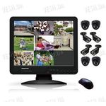 Готовый 8-ми камерный DIY комплект проводного видеонаблюдения с LCD COMBO DVR регистратором-монитором для самостоятельной установки (4 внутренних купольных камеры + 4 уличных камеры) (мод. KT1508L KIT 3), фото 1