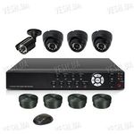 Готовый 4-х камерный DIY комплект проводного видеонаблюдения для самостоятельной установки (3 внутренних купольных камеры + 1 уличная камера) (мод. KT7604AD-A Kit 2), фото 1