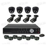 Готовый 8-ми камерный DIY комплект проводного видеонаблюдения для самостоятельной установки (4 внутренних купольных камеры + 4 уличные камеры) (мод. KT7608AC KIT 3), фото 1