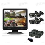 Готовый 4-х камерный DIY комплект проводного видеонаблюдения с LCD COMBO DVR регистратором-монитором для самостоятельной установки (4 уличных камеры) (мод. KT1504L KIT 5), фото 1