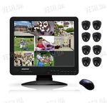 Готовый 8-ми камерный DIY комплект проводного видеонаблюдения с LCD COMBO DVR регистратором-монитором для самостоятельной установки (8 внутренних купольных камер) (мод. KT1508L KIT 1), фото 1