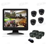 Готовый 4-х камерный DIY комплект проводного видеонаблюдения с LCD COMBO DVR регистратором-монитором для самостоятельной установки (4 внутренних купольных камеры) (мод. KT1504L KIT 1), фото 1