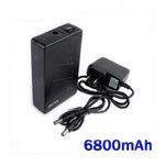12V литий-полимерный перезаряжаемый аккумулятор 6800 mAh в чёрном пластиковом корпусе для питания охранных камер видеонаблюдения, фото 1