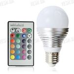 16-ти цветная LED лампа освещения 3W с изменяющимися цветами и режимами освещения + пульт дистанционного управления, фото 1