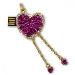 Флешка 8 Gb металл со стразами Сердечко с розочками, фото 1