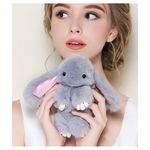 Меховой брелок (светло серый) на сумку в виде зайчика (Натуральный мех), фото 1