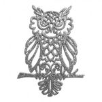 Украшение Сова пластик 12х9 см серебро, фото 1