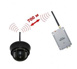 Комплект из беспроводной купольной камеры NCDOTIR 21w, 700TVL на 2.4 Ghz + приёмник видеосигнала (на выбор), дальностью до 700 метров (модель NCDOTIR 21W kit), фото 1