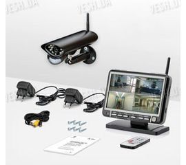 Беспроводная цифровая система видеонаблюдения с 7-ми дюймовым приёмником-монитором с защитой от перехвата (Danrou KCM-6370DR), фото 1