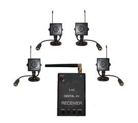 Новый 4-x камерный цифровой комплект беспроводного видеонаблюдения 540 TVL для внутренней установки c детектором движения и записью на SD карту памяти, дальностью до 500 метров (модель KENVS B02kit x 4). НЕ ИМЕЕТ АНАЛОГОВ в УКРАИНЕ!!!, фото 1