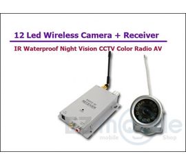 Набор беспроводная наружная влагозащитная радио видео камера с 12 IR светодиодами 1.2 Ghz + приёмник видеосигнала, фото 1