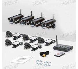 4-х камерная цифровая беспроводная система видеонаблюдения Danrou KCR-6324DRх4 (с шифрованием сигнала), фото 1