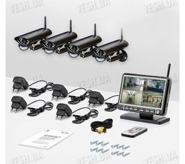 4-х камерная цифровая беспроводная система видеонаблюдения Danrou KCM-6370DRх4 (с шифрованием сигнала), фото 1