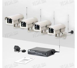 Комплект из 4-х беспроводных видеокамер и приемника видеосигнала дальностью до 2-х километров KW-KIT33х4 (без шифрования видео сигнала), фото 1