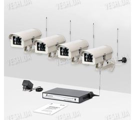 Комплект из 4-х беспроводных видеокамер и приемника видеосигнала дальностью до 2-х километров  KW-KIT28х4 (с шифрованием видео сигнала), фото 1