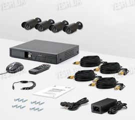 4-х камерный комплект проводного охранного видеонаблюдения CCTV CAM DCK-1001, фото 1