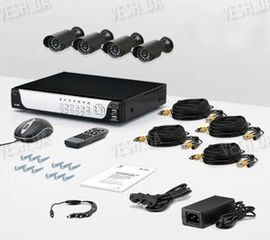 4-х камерный комплект проводного охранного видеонаблюдения CCTV CAM DCK-1002 KIT, фото 1