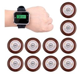 Беспроводная система вызова официанта с 10 кнопками и часами - пейджером Tivdio F3300, фото 1