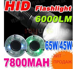 HID Ксенон фонарь 6000 Люмен 65Вт 7200мАч, фото 1