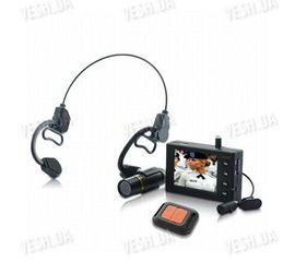 Комплект: наголовная проводная влагозащитная спортивная экшн камера + портативный видеорегистратор с LCD экраном - для активных видов спорта, фото 1