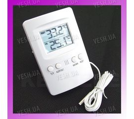 2-х дисплейный внутренне-наружный электронный цифровой термометр с выносным наружным датчиком, фото 1