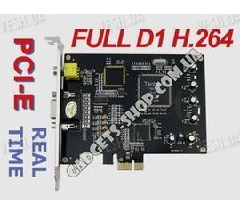 4-х канальная FULL D1 H.264 компьютерная PCI-E плата видеозахвата для CCTV камер + 4 звуковых канала (100 fps), фото 1