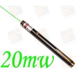 Зеленая лазерная указка 20мВт (Черный каучук + цвет золотого обрамление), фото 1