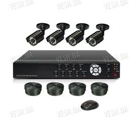 Готовый 4-х камерный DIY комплект проводного видеонаблюдения для самостоятельной установки (4 уличных камеры) (мод. KT7604AD-A Kit 5), фото 1