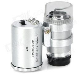 Супер-мини микроскоп с LED и UV УФ подсветкой с увеличением 60 Х (для детекции фальшивых денег), фото 1