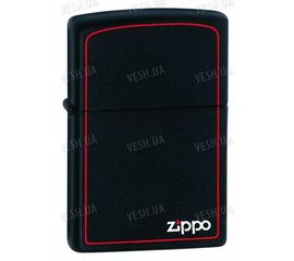 218ZB Зажигалка ZIPPO BLACK MATTE w/ZIPPO LOGO &amp; BORDER, фото 1