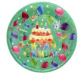 Бумажные тарелки диам.23 см Happy Birthday Тортик уп. 10 шт, фото 1