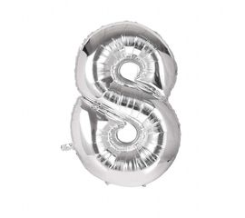 Шарик Цифра серебро 80 см 8, фото 1