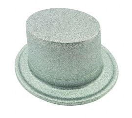 Шляпа детская Цилиндр блестящая серебро, фото 1