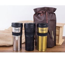 Термокружка Starbucks с резиновой полоской Черный, фото 1