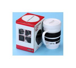 Термокружка объектив белая с ручкой, фото 1