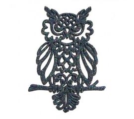 Украшение Сова пластик 12х9 см графит, фото 1