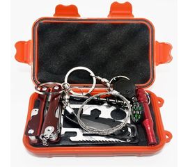 Минимальный набор выживания в лесу из 8 предметов в герметичном кейсе FervorFOX AK-8, коричневый, фото 1