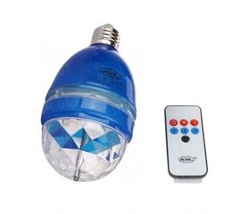 Разноцветная вращающаяся LED лампа с пультом ДУ и активацей под ритм для создания дискотечной светомузыки дома или в небольшом помещении, фото 1
