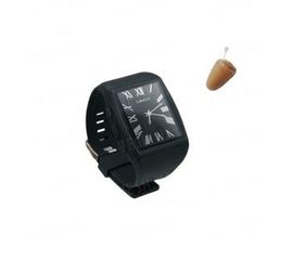 Комплект для студентов и школьников для сдачи экзаменов: беспроводный микронаушник + bluetooth передатчик в виде наручных часов (модель Элита Люкс + часы), фото 1