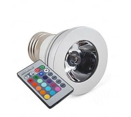 16-ти цветная 3W LED лампа с изменяющимися цветами и режимами освещения + пульт дистанционного управления (модель E-27-2T), фото 1