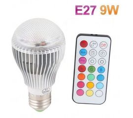 Супер мощная 16-ти цветная 9W LED лампочка с пультом дистанционного управления и разными режимами освещения - для больших комнат (мод. E-27-9W), фото 1