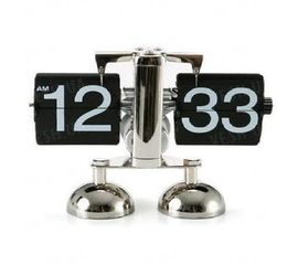 Эксклюзивные оригинальные механические настольные РЕТРО часы с перелистывающимися цифрами и хромированным корпусом (мод. CL-601), фото 1