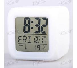 Настольные декоративные электронные часы с 7-ми цветной переливающейся подсветкой, фото 1