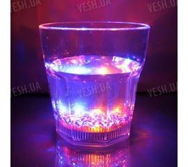 Светодиодный стеклянный стакан с автоматически переливающейся 4-х цветной LED подсветкой, фото 1
