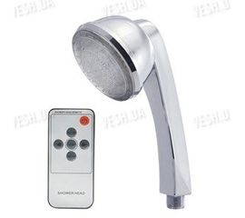 Головка распылителя воды для душа с гламурной изменяющей цвета LED подсветкой и пультом дистанционного управления, фото 1