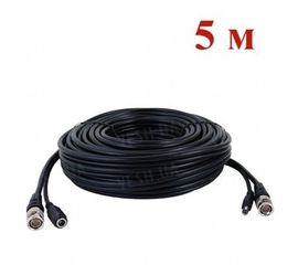 Готовый обжатый BNC кабель для видеонаблюдения с питанием для соединения камер с видеорегистратором, длиной 5 метров (модель VK-05), фото 1