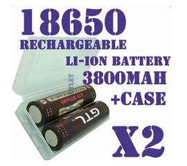 Аккумулятор 18650 3.7В 3800мАч GTL (2шт. аккумуляторов+кейс в подарок), фото 1